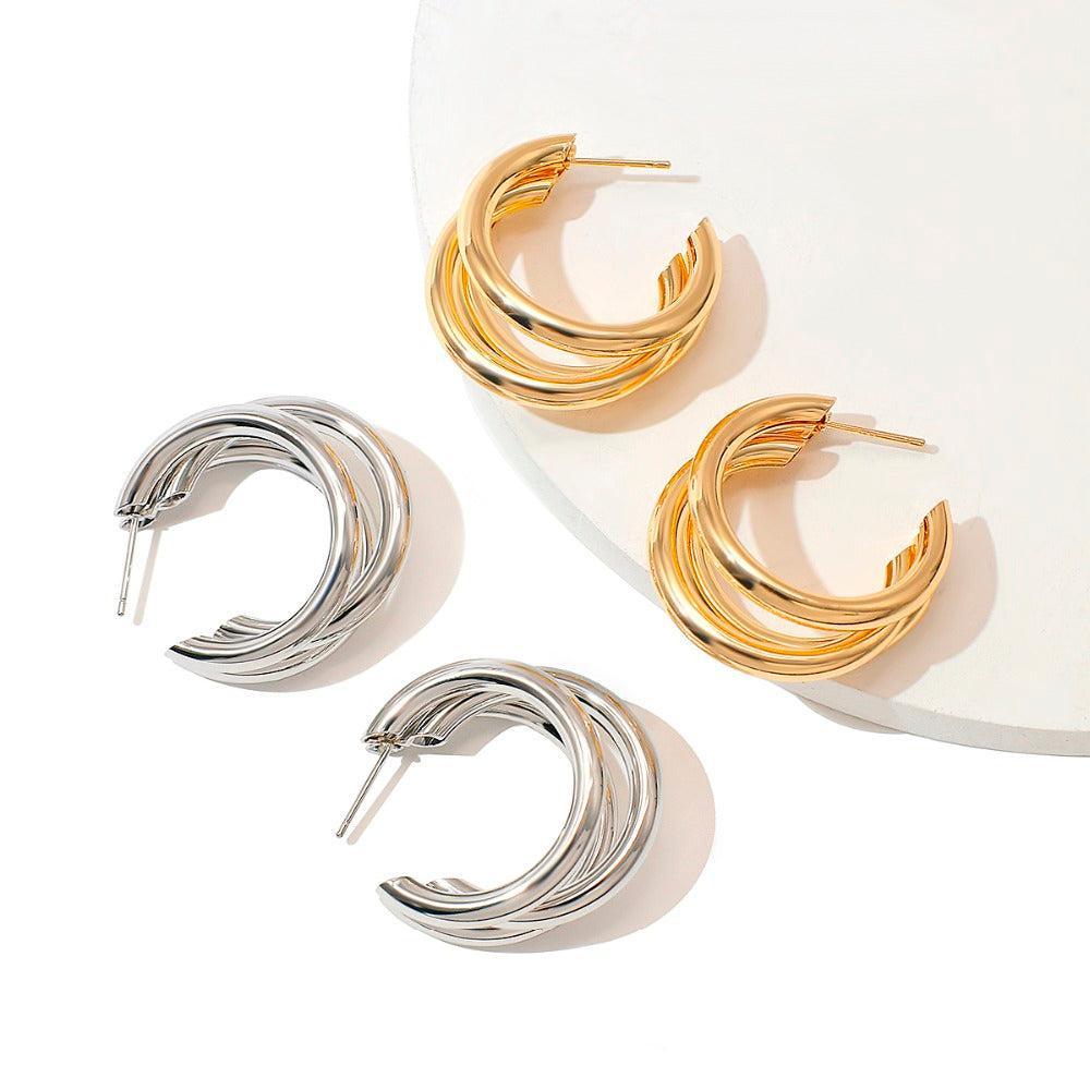 Luxurious Interlaced Triple Hoop Earrings - Lucid Fantasy 