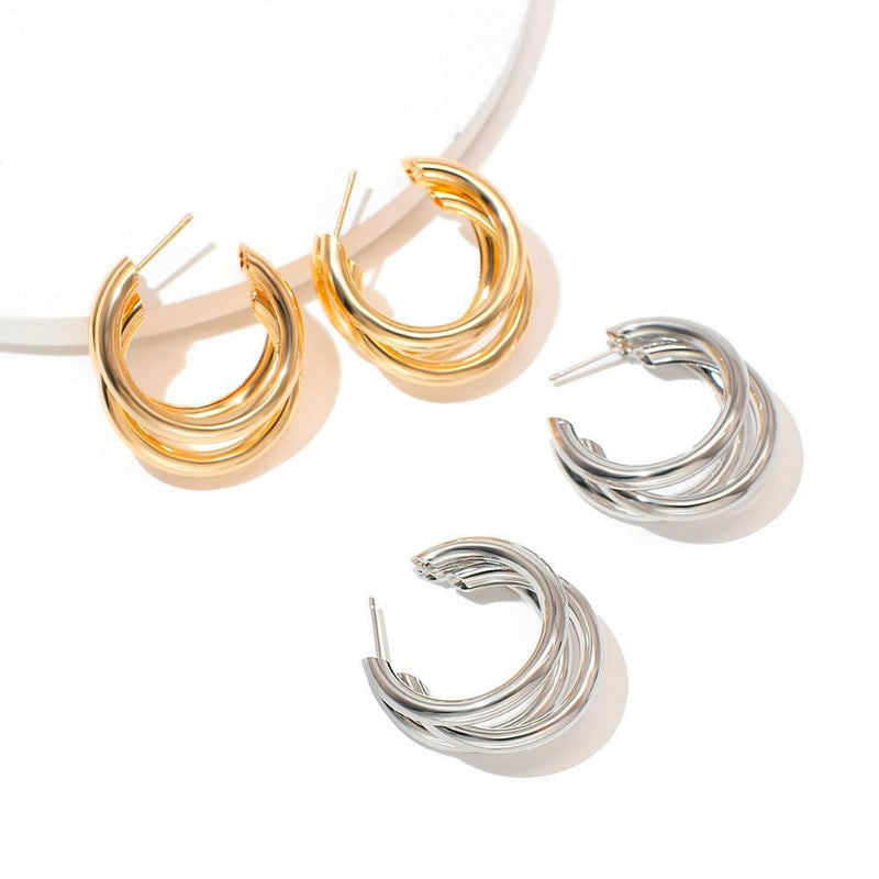 Luxurious Interlaced Triple Hoop Earrings - Lucid Fantasy 