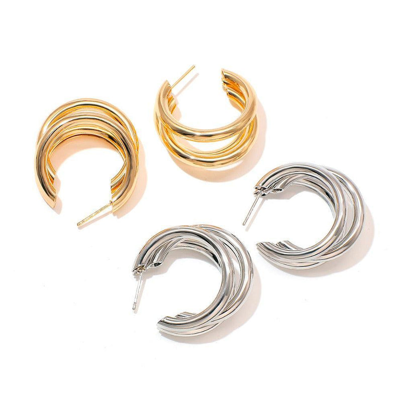 Luxurious Interlaced Triple Hoop Earrings - Lucid Fantasy 