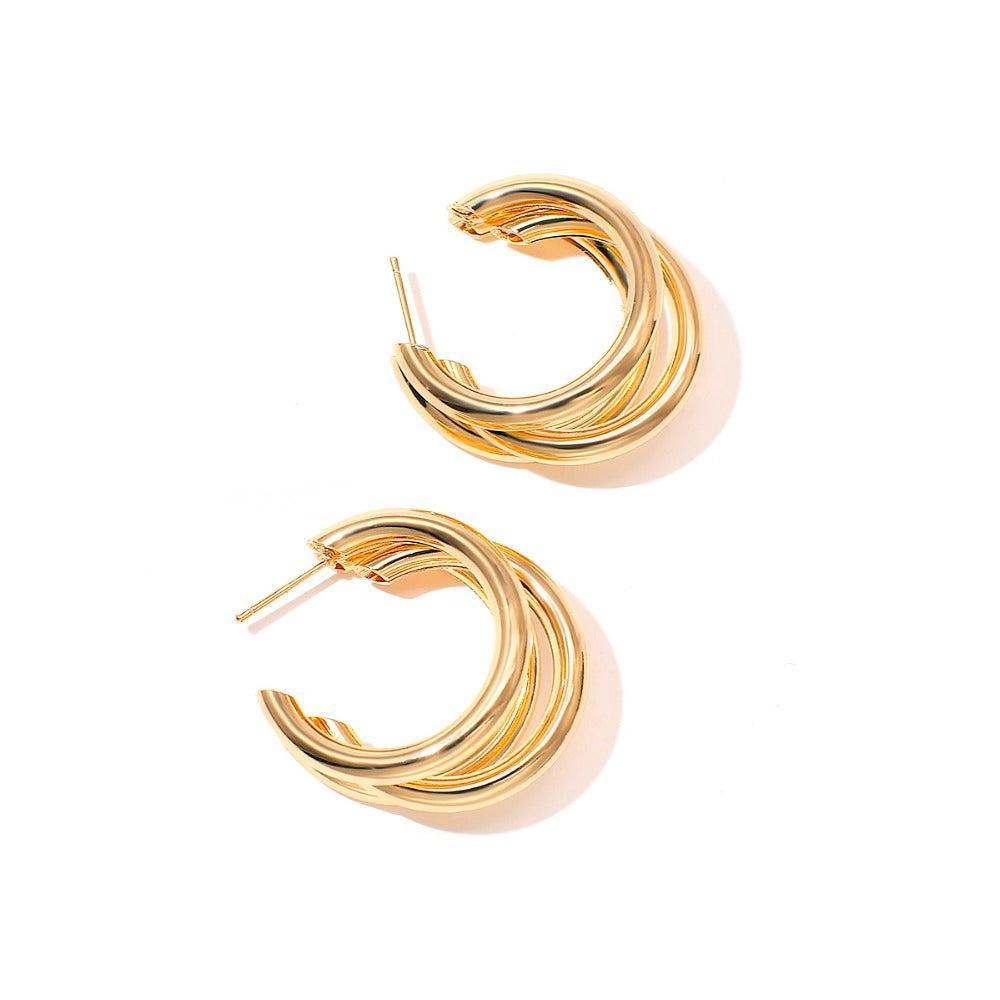 Luxurious Interlaced Triple Hoop Earrings - Lucid Fantasy 