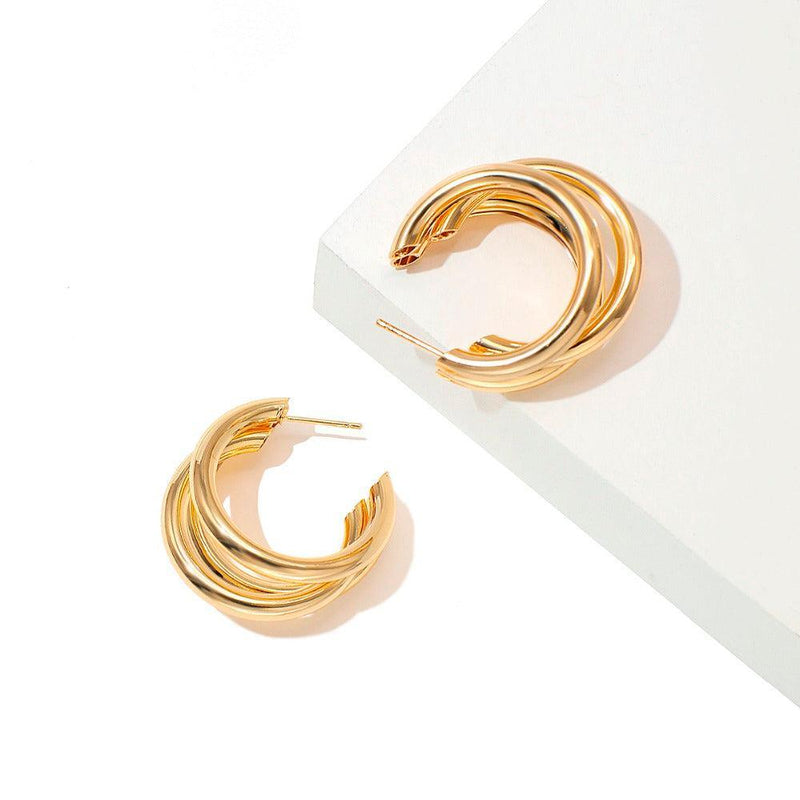 Luxurious Interlaced Triple Hoop Earrings - Lucid Fantasy 