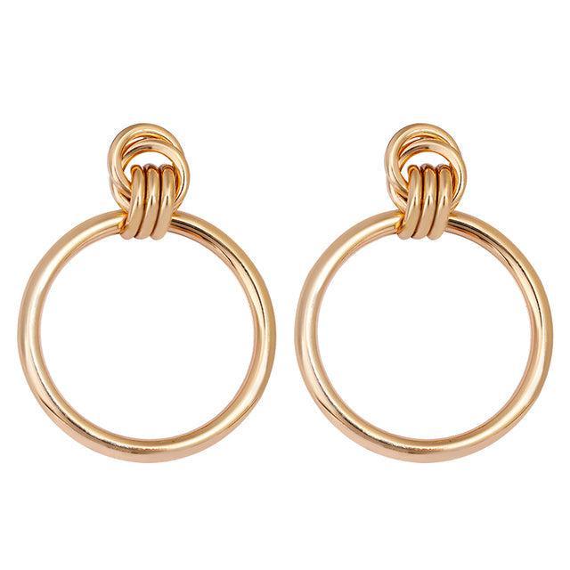 Luxurious Metallic Hoop Drop Earrings - Lucid Fantasy 