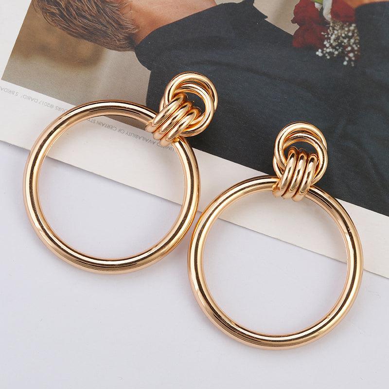 Luxurious Metallic Hoop Drop Earrings - Lucid Fantasy 