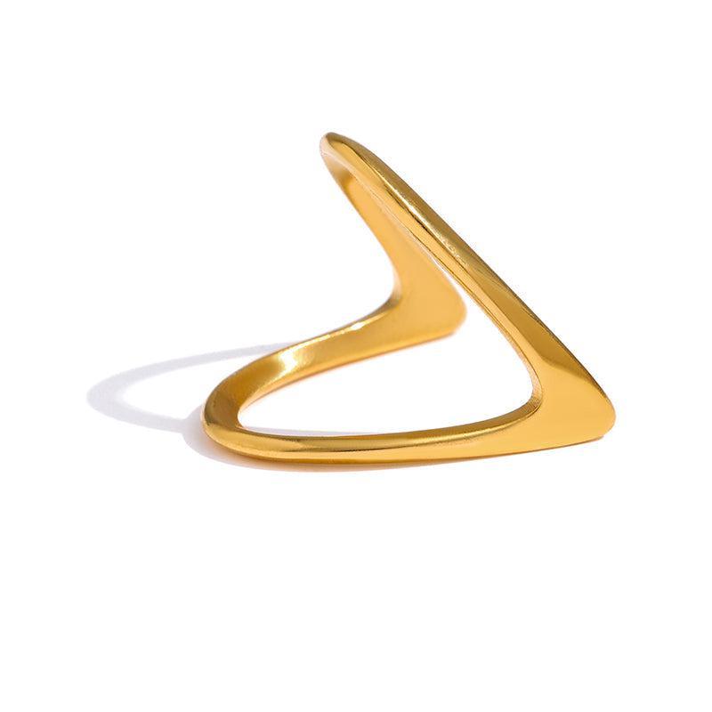 Luxurious Open Cut Gold Minimalist Abstract BOHO Fashion Ring - Lucid Fantasy 