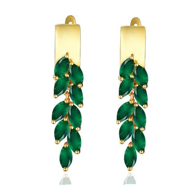 Luxurious Sterling Silver and Gold Green Agate Leaf Jewelry Set - Lucid Fantasy 