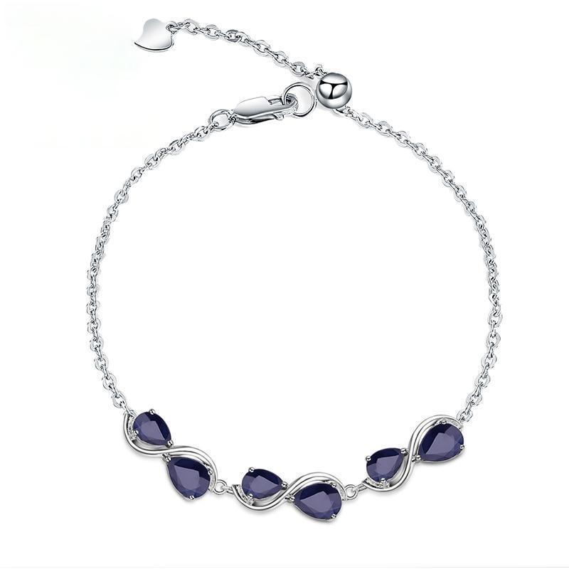 Luxurious Sterling Silver Blue Sapphire Teardrop Bracelet - Lucid Fantasy 