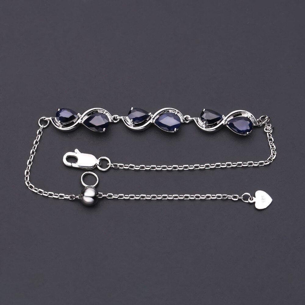 Luxurious Sterling Silver Blue Sapphire Teardrop Bracelet - Lucid Fantasy 