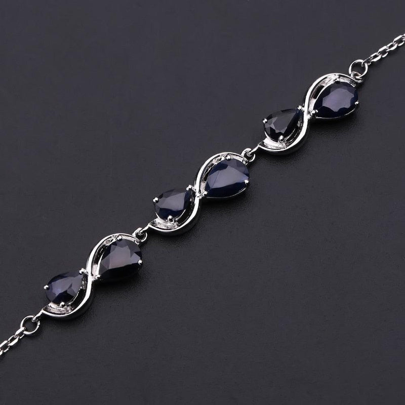 Luxurious Sterling Silver Blue Sapphire Teardrop Bracelet - Lucid Fantasy 