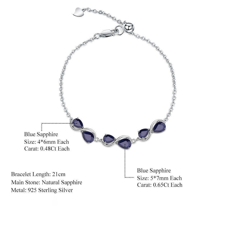 Luxurious Sterling Silver Blue Sapphire Teardrop Bracelet - Lucid Fantasy 