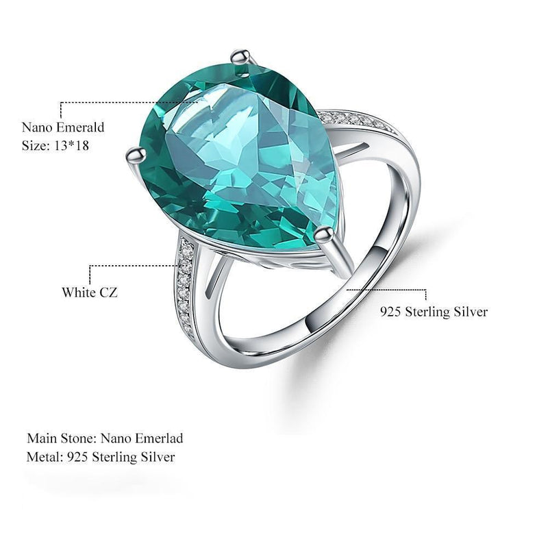 Luxurious Sterling Silver Emerald & Zirconia Statement Ring - Lucid Fantasy 