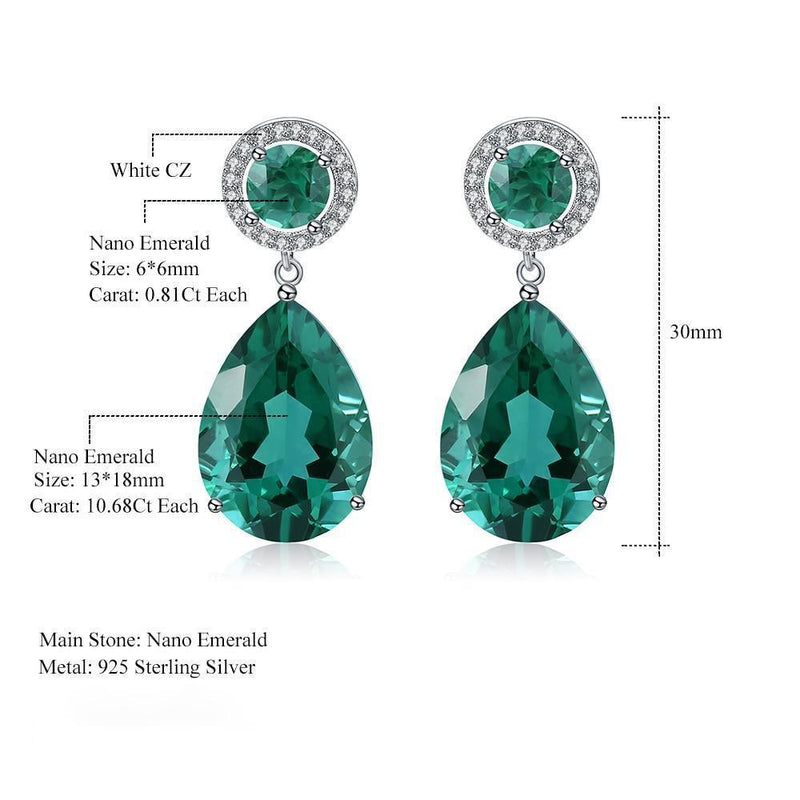 Luxurious Sterling Silver Emerald Drop Earrings - Lucid Fantasy 