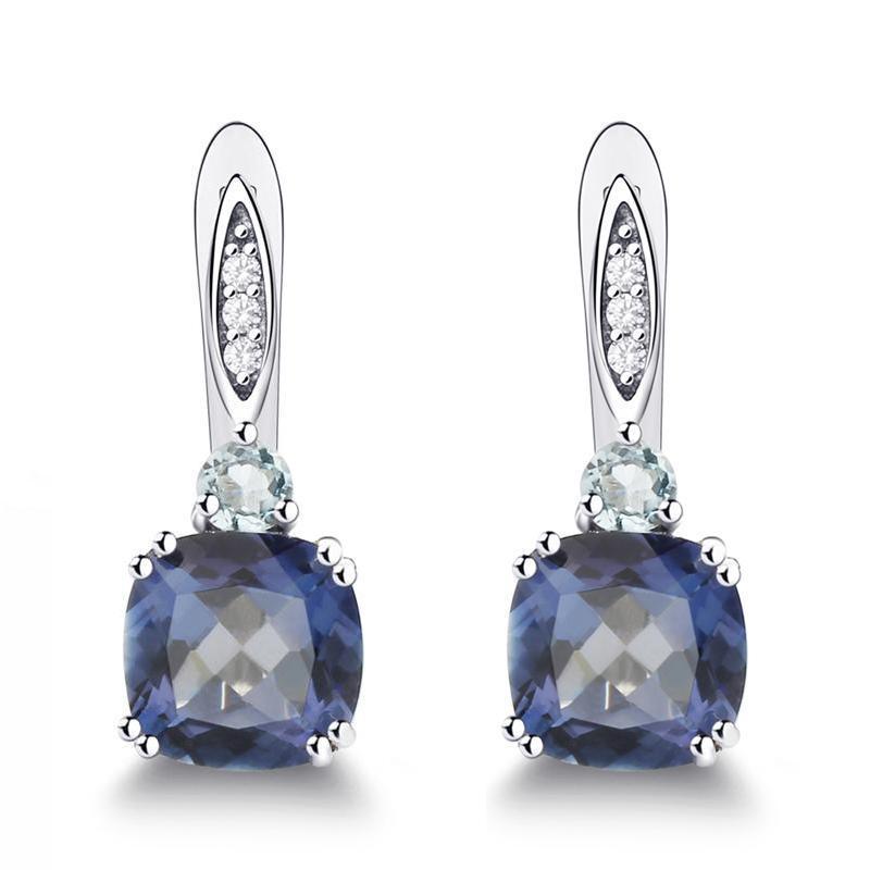 Luxurious Sterling Silver Mystic Blue Quartz and Topaz Earrings - Lucid Fantasy 