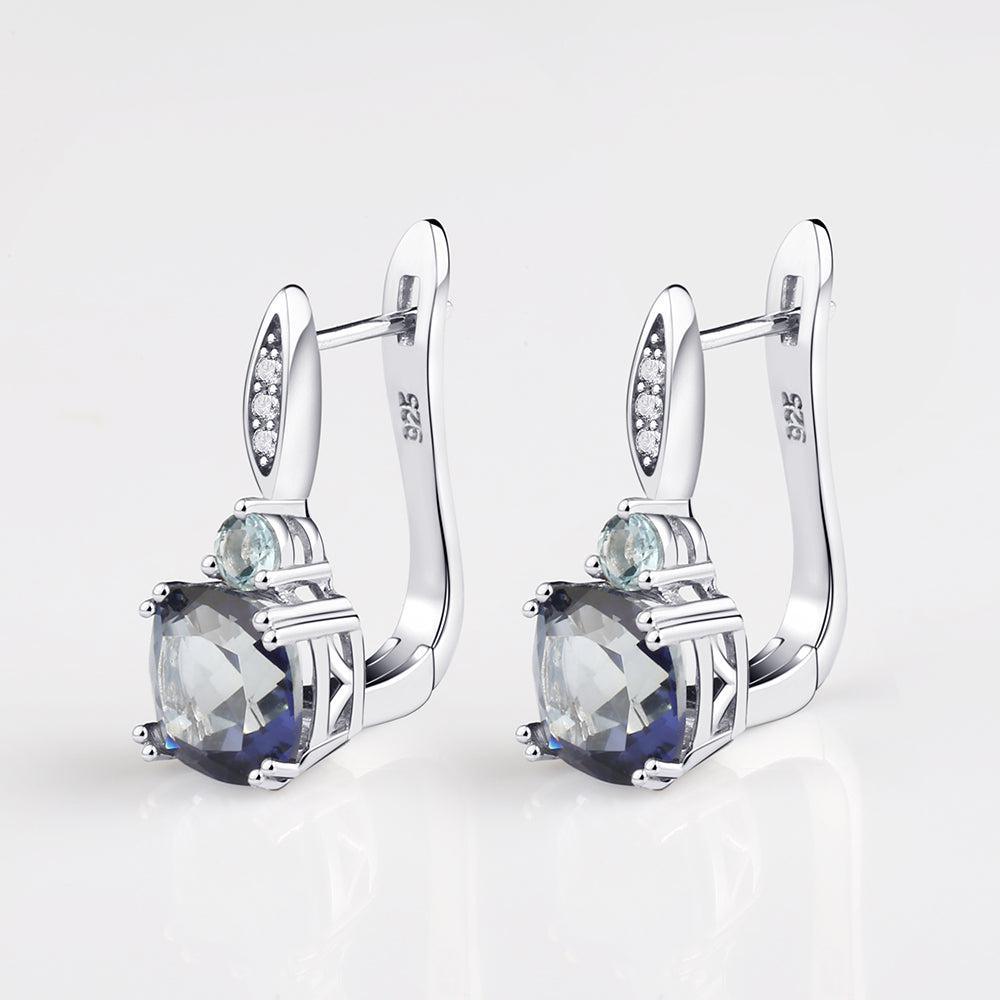 Luxurious Sterling Silver Mystic Blue Quartz and Topaz Earrings - Lucid Fantasy 