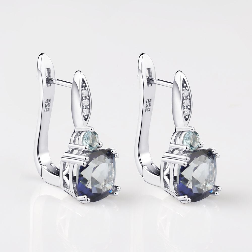 Luxurious Sterling Silver Mystic Blue Quartz and Topaz Earrings - Lucid Fantasy 