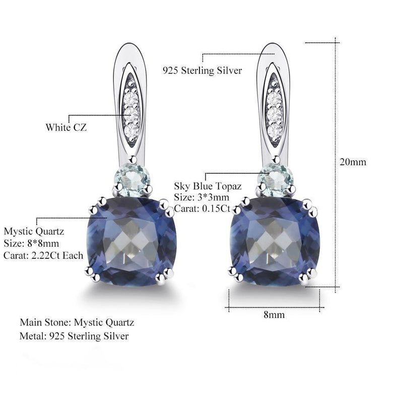 Luxurious Sterling Silver Mystic Blue Quartz and Topaz Earrings - Lucid Fantasy 