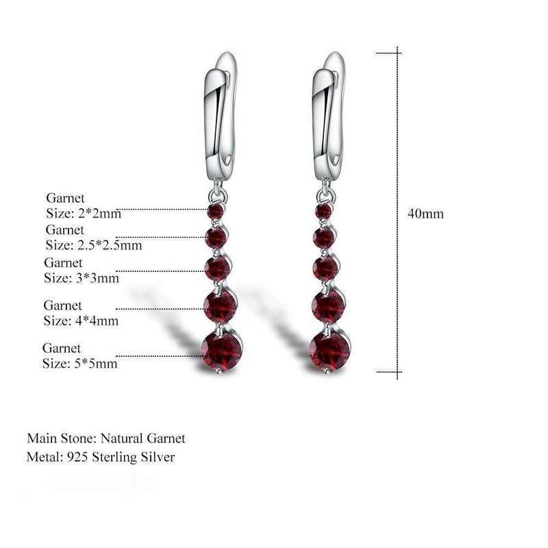 Luxurious Sterling Silver Red Garnet Multi-Stone Drop Earrings - Lucid Fantasy 