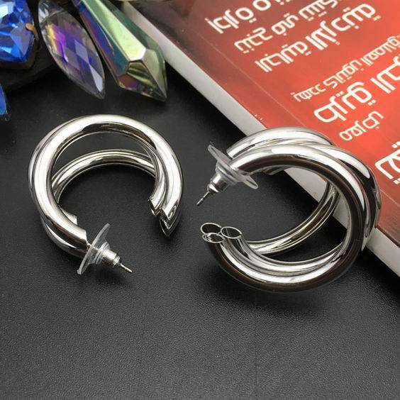Metallic Triple Hoop Dangle Earrings