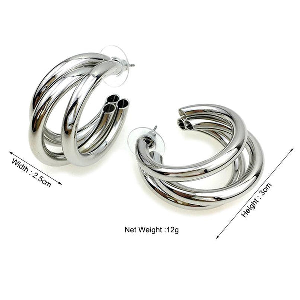 Metallic Triple Hoop Dangle Earrings