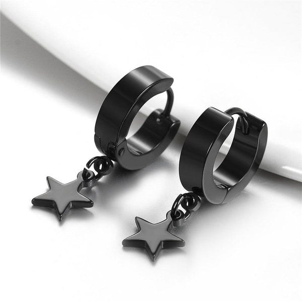 Metallic Wide Gauge Star Tassel Dangle Earrings