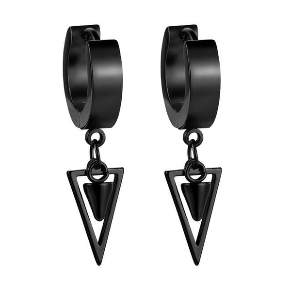 Metallic Wide Gauge Triangle Tassel Dangle Earrings
