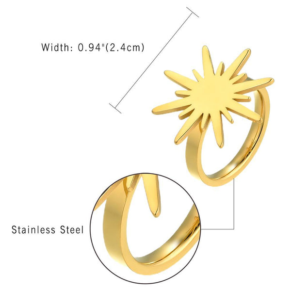 Minimal Design Golden Sun Metallic Ring