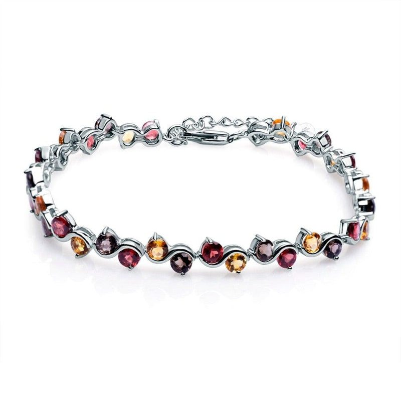 Mixed Gemstone Weave Link Bracelet in Sterling Silver - Lucid Fantasy 