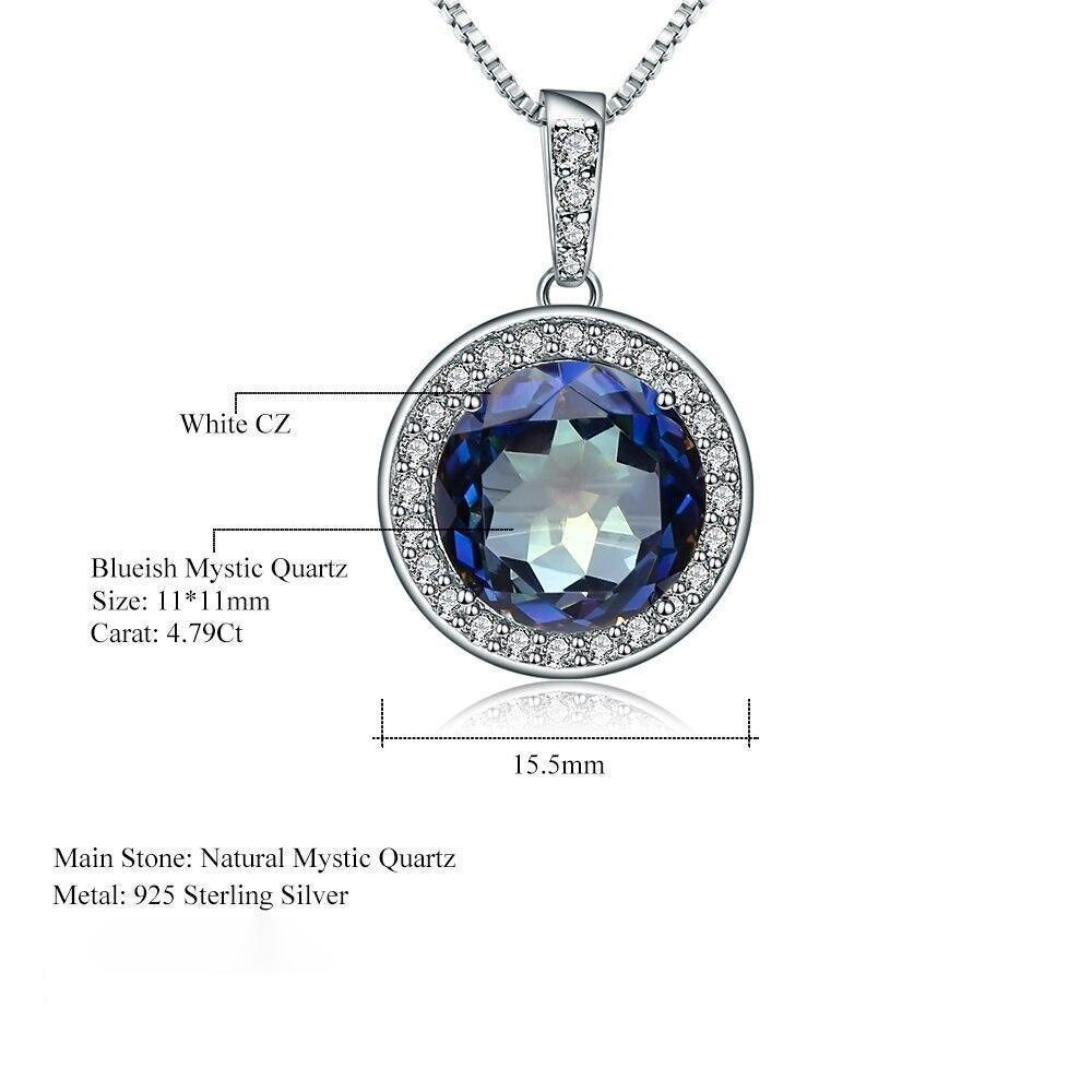 Mystic Quartz Elegance: Sterling Silver Pendant Necklace with Cubic Zirconia Halo - Lucid Fantasy 