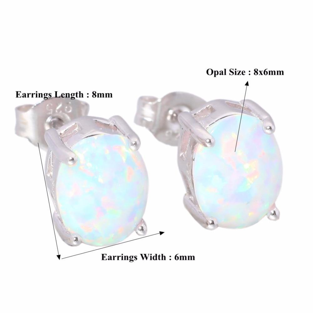 Radiant Sterling Silver Opal Stud Earrings in Blue and White - Lucid Fantasy 