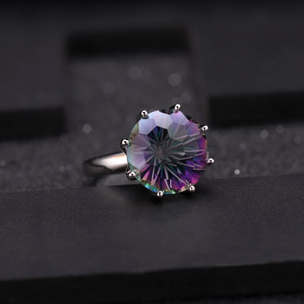 Radiant Sterling Silver Rainbow Mystic Quartz Cocktail Ring - Lucid Fantasy 