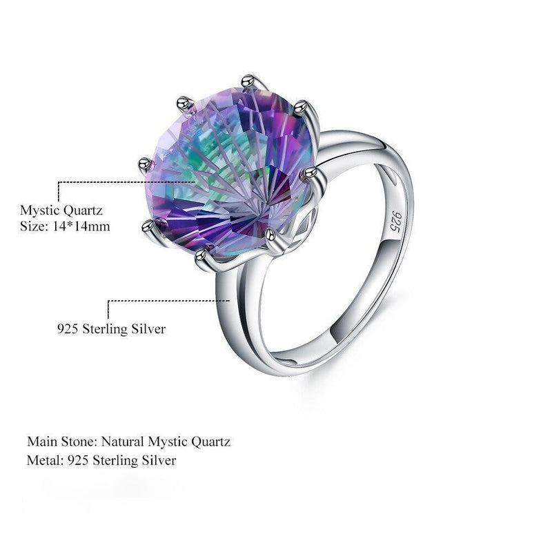 Radiant Sterling Silver Rainbow Mystic Quartz Cocktail Ring - Lucid Fantasy 