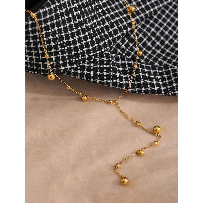 Refined Gold Metallic Longline Tassel Pendant Necklace - Lucid Fantasy 