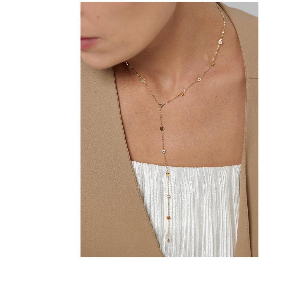 Refined Gold Metallic Longline Tassel Pendant Necklace - Lucid Fantasy 