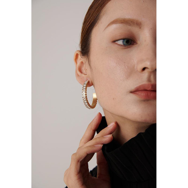 Refined Gold Plated CZ Baguette Hoop Dangle Earrings - Lucid Fantasy 