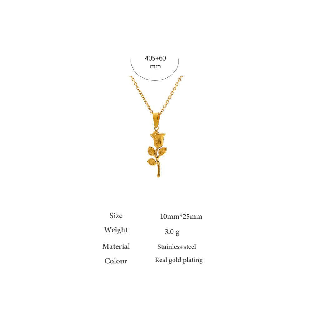 Refined Gold-Plated Rose Pendant Drop Necklace with Link Chain - Lucid Fantasy 