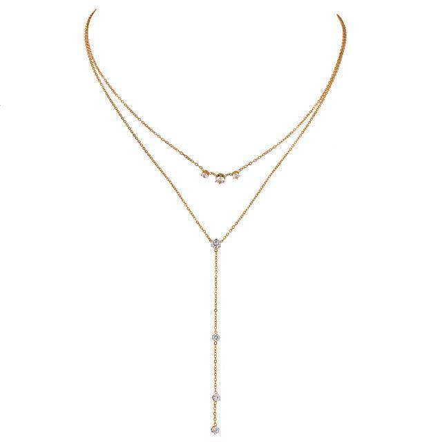 Refined Longline CZ Pendant Choker Necklace with Tassel Detail - Lucid Fantasy 