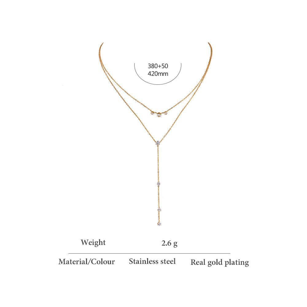 Refined Longline CZ Pendant Choker Necklace with Tassel Detail - Lucid Fantasy 