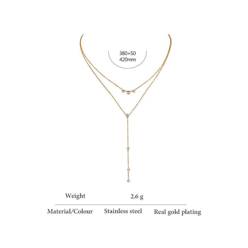 Refined Longline CZ Pendant Choker Necklace with Tassel Detail - Lucid Fantasy 