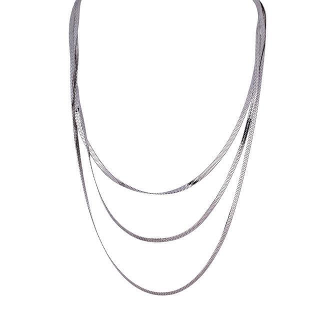 Refined Triple Layered Stainless Steel Snake Chain Necklace - Lucid Fantasy 