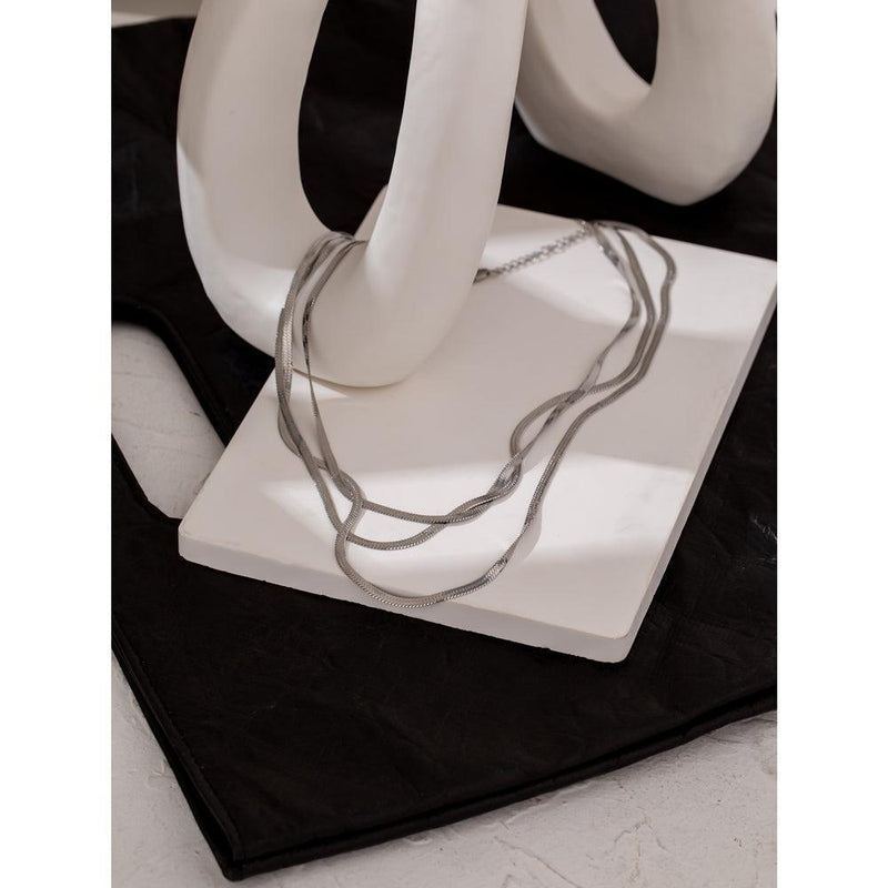 Refined Triple Layered Stainless Steel Snake Chain Necklace - Lucid Fantasy 