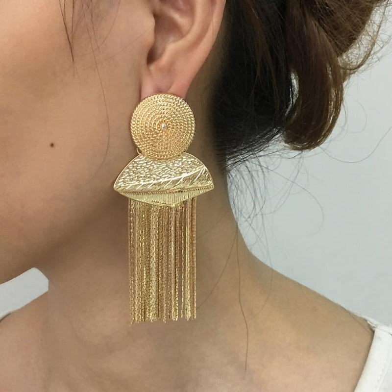 Retro Chain Tassel Statement Earrings - Lucid Fantasy 