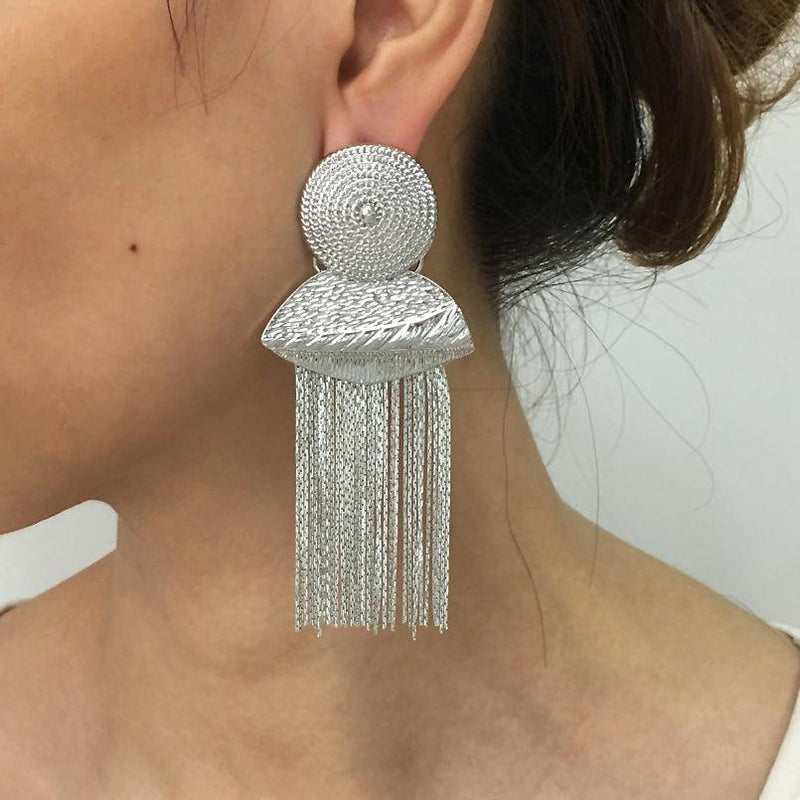 Retro Chain Tassel Statement Earrings - Lucid Fantasy 