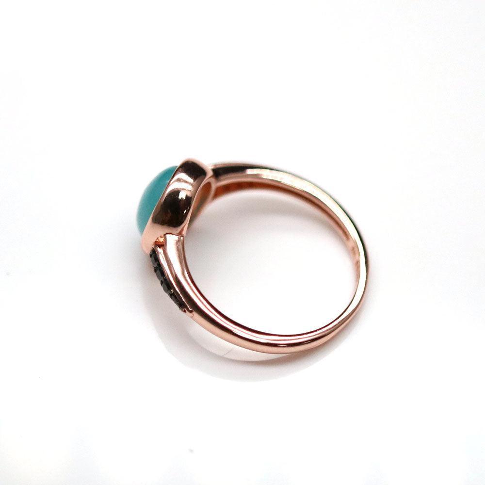 Rose Gold Plated Sterling Silver Boho Amazonite Statement Ring - Lucid Fantasy 