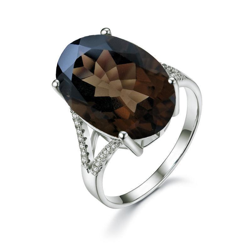 Smoky Quartz and Sterling Silver Bold Statement Ring - Lucid Fantasy 