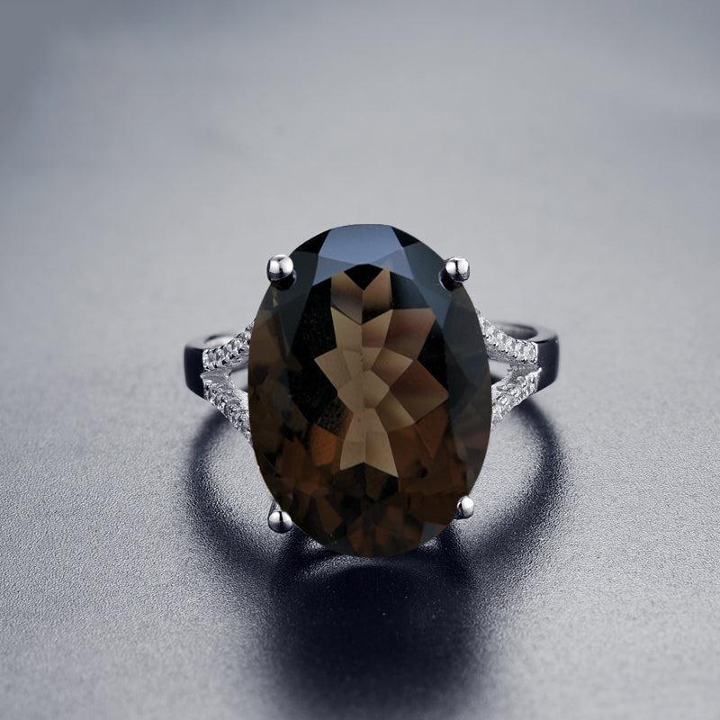 Smoky Quartz and Sterling Silver Bold Statement Ring - Lucid Fantasy 