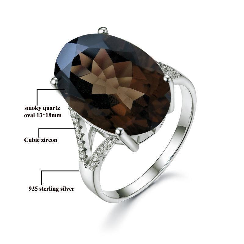 Smoky Quartz and Sterling Silver Bold Statement Ring - Lucid Fantasy 