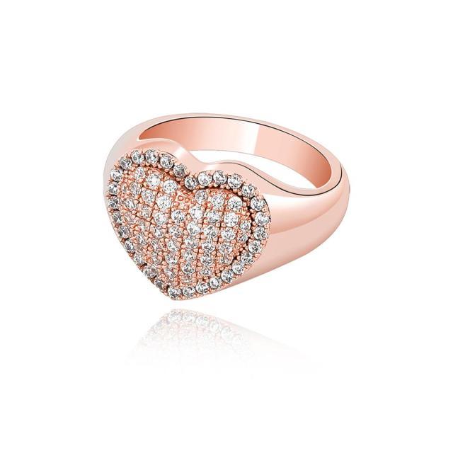 Sparkling Heart Pave Statement Ring with AAA Cubic Zirconia - Lucid Fantasy 