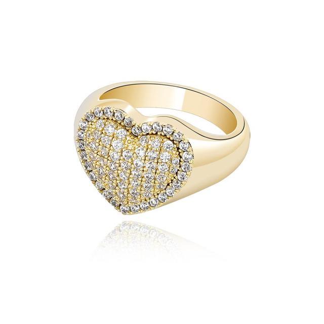 Sparkling Heart Pave Statement Ring with AAA Cubic Zirconia - Lucid Fantasy 