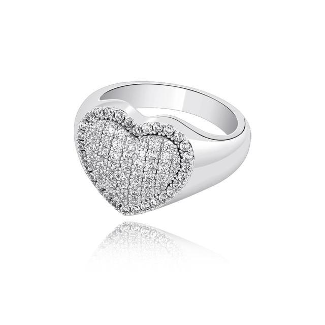 Sparkling Heart Pave Statement Ring with AAA Cubic Zirconia - Lucid Fantasy 