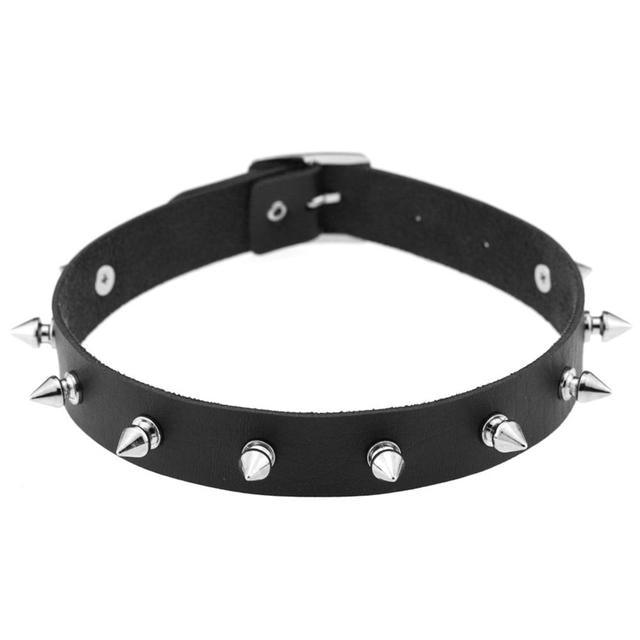 Spiked Faux Leather Choker with Adjustable Fit - Lucid Fantasy 