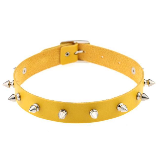 Spiked Faux Leather Choker with Adjustable Fit - Lucid Fantasy 